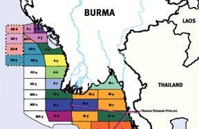 maps and information of Burma's oil and gas industry