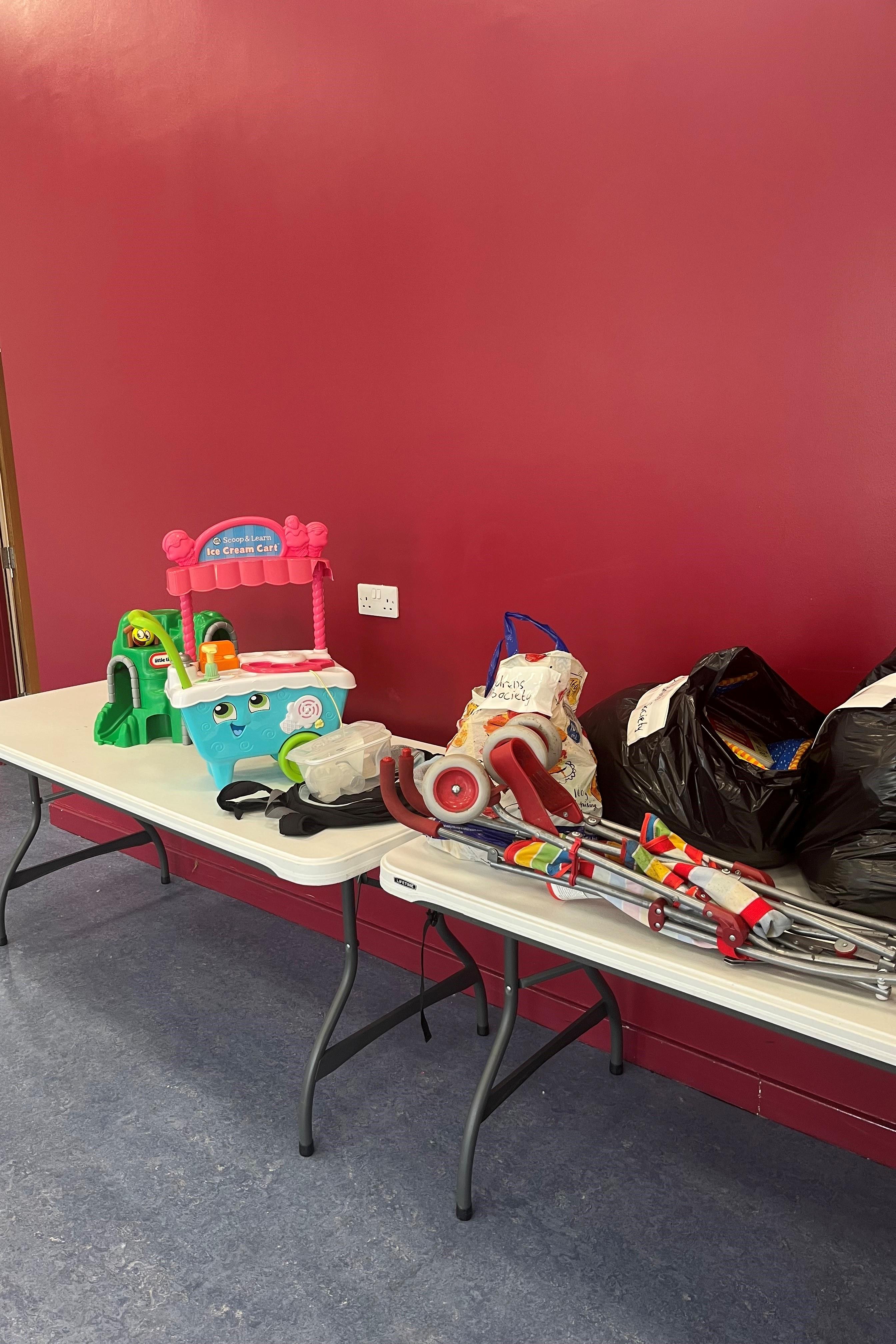 Items on a donations table