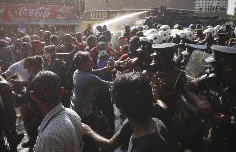 Sri Lankan police disperse protesters in Colombo with tear gas and a water cannon, September 24, 2022.