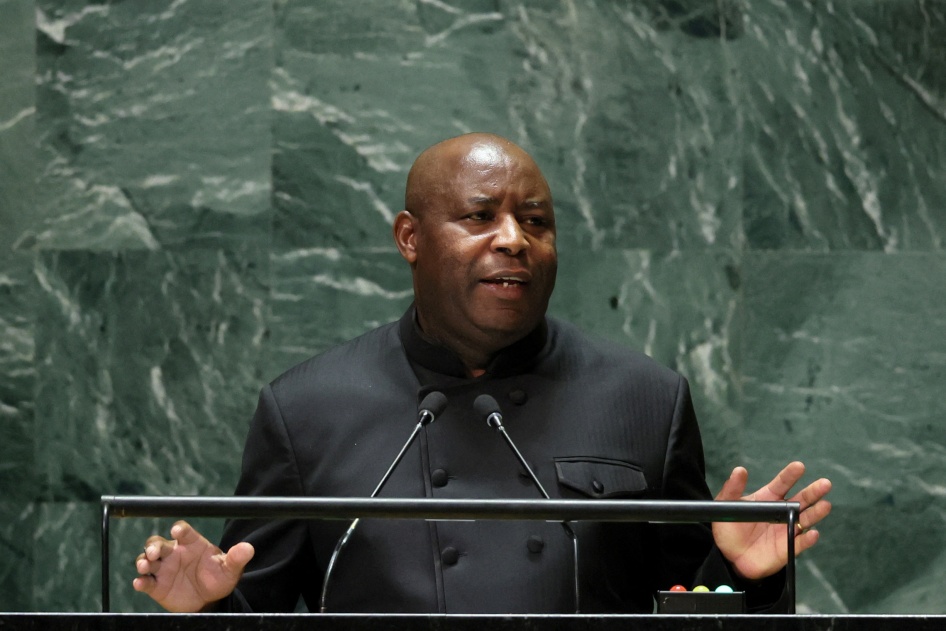 Le président burundais Evariste Ndayishimiye s’adresse à l’assemblée générale des Nations Unies à New York, le 21 septembre 2023.