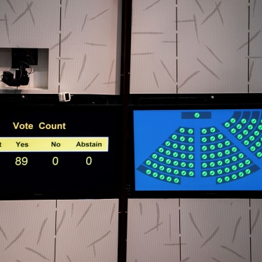 A screen displays the results of a vote.