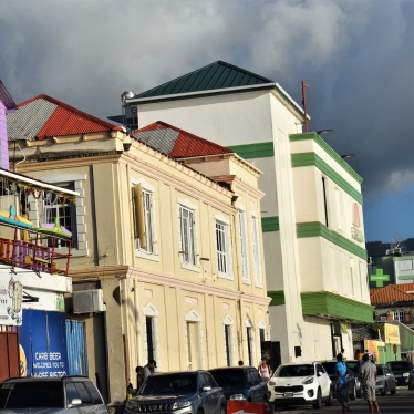 Dominica’s High Court of Justice in the capital Roseau,  pictured with other commercial and government buildings, January 9, 2023.