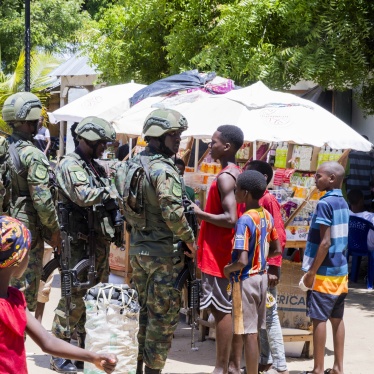 Rwandan soldiers patrolling in Palma, Cabo Delgado