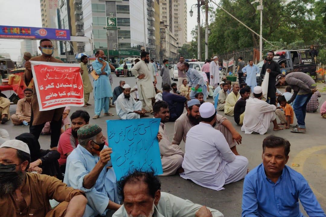 A group of protesters conducting a sit-in 