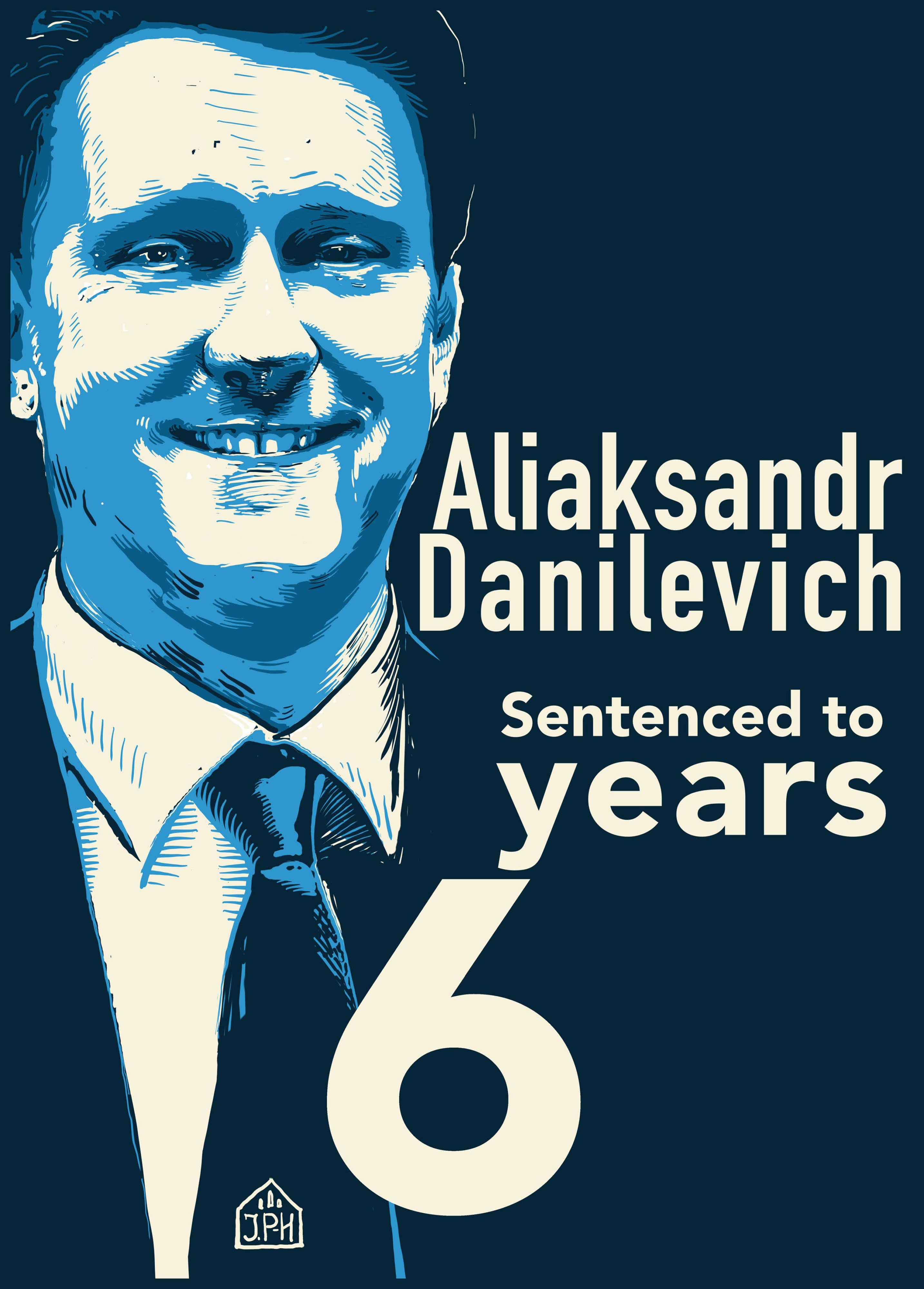 Illustrated poster with a headshot of Aliaksandr Danilevich