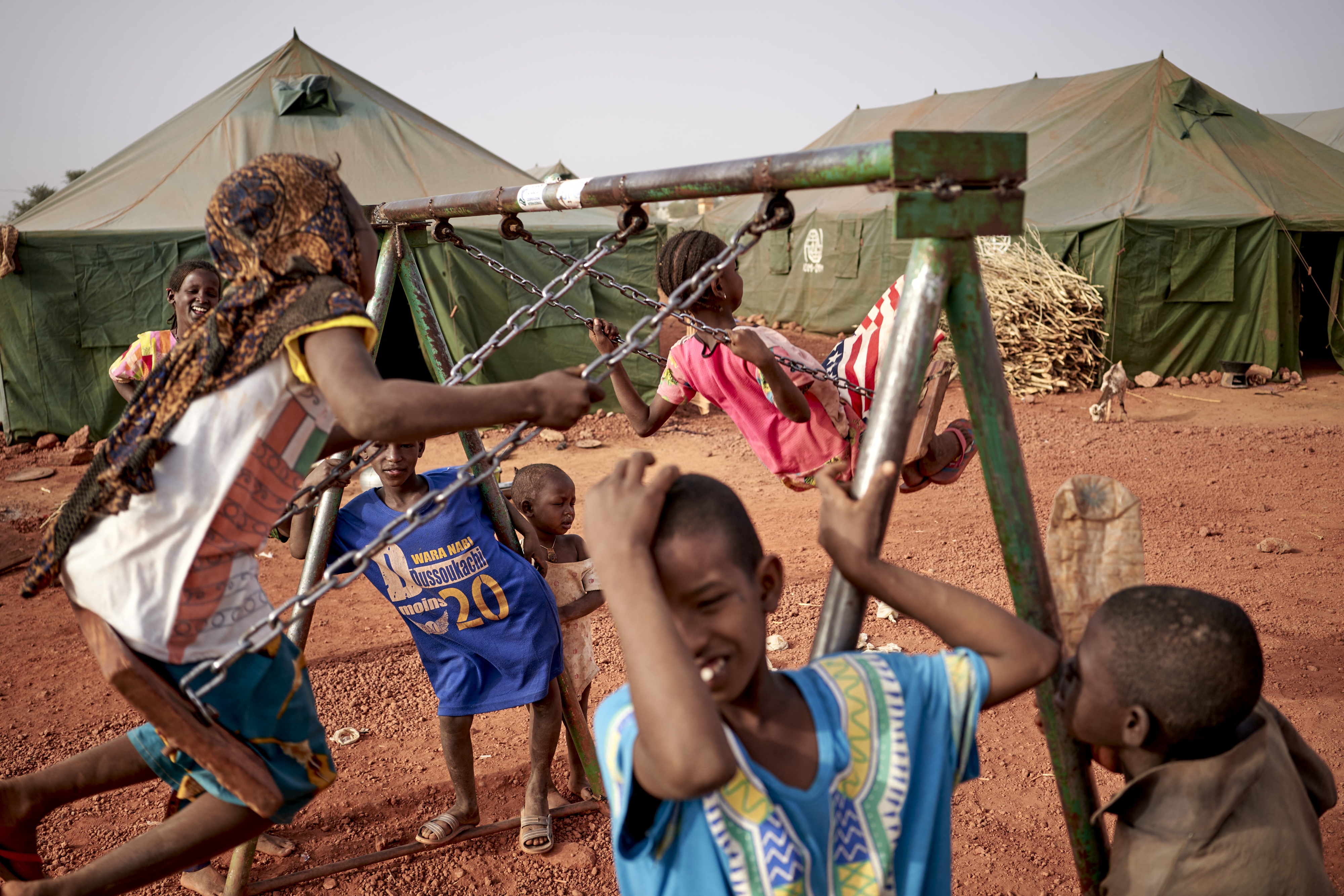  A group of children play in a camp for internally displaced people in Sevare, Mali, February 28, 2020.