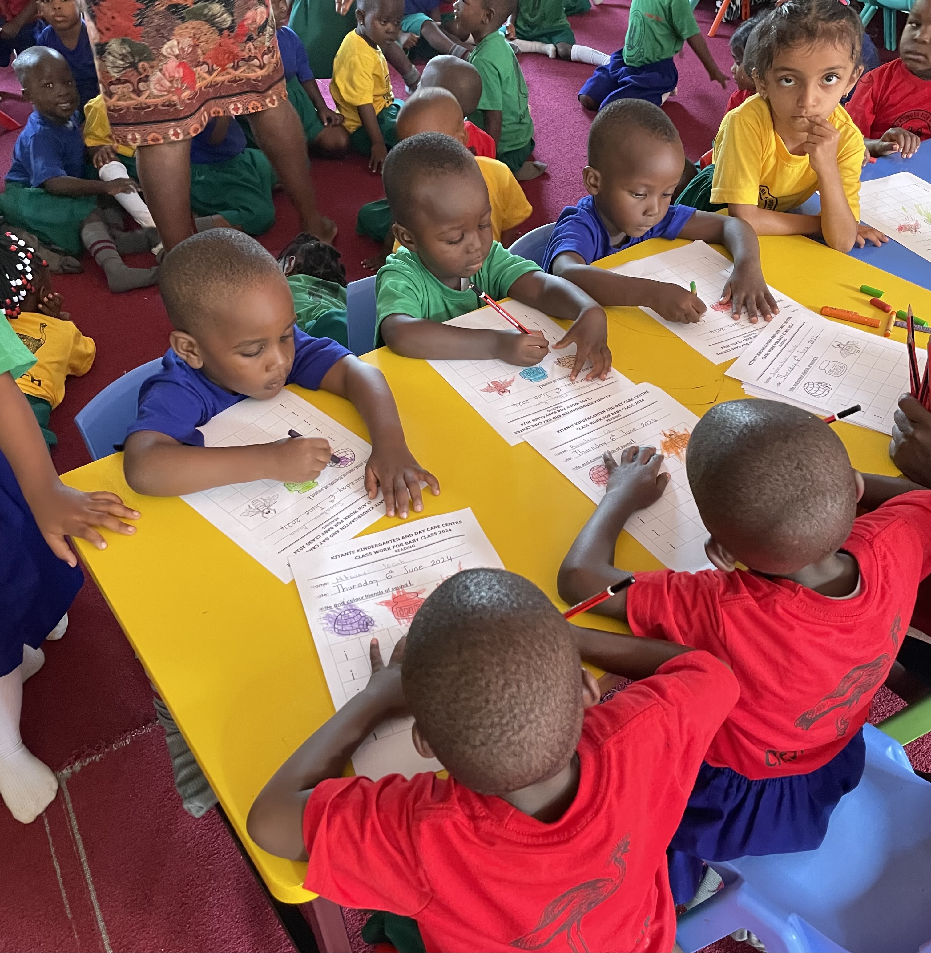 Children attending a pre-primary class at Kitante Primary School in Kampala, Uganda.
