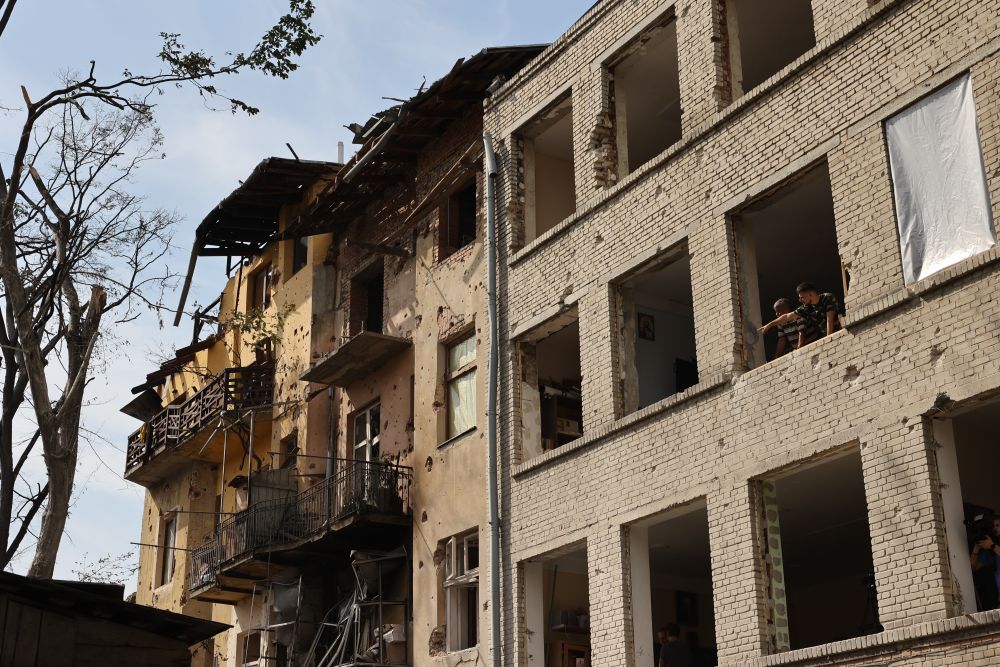 Lyceum No. 5 on Kokorudza Street in Lviv, Ukraine, damaged during a Russian air attack on September 4, 2024.