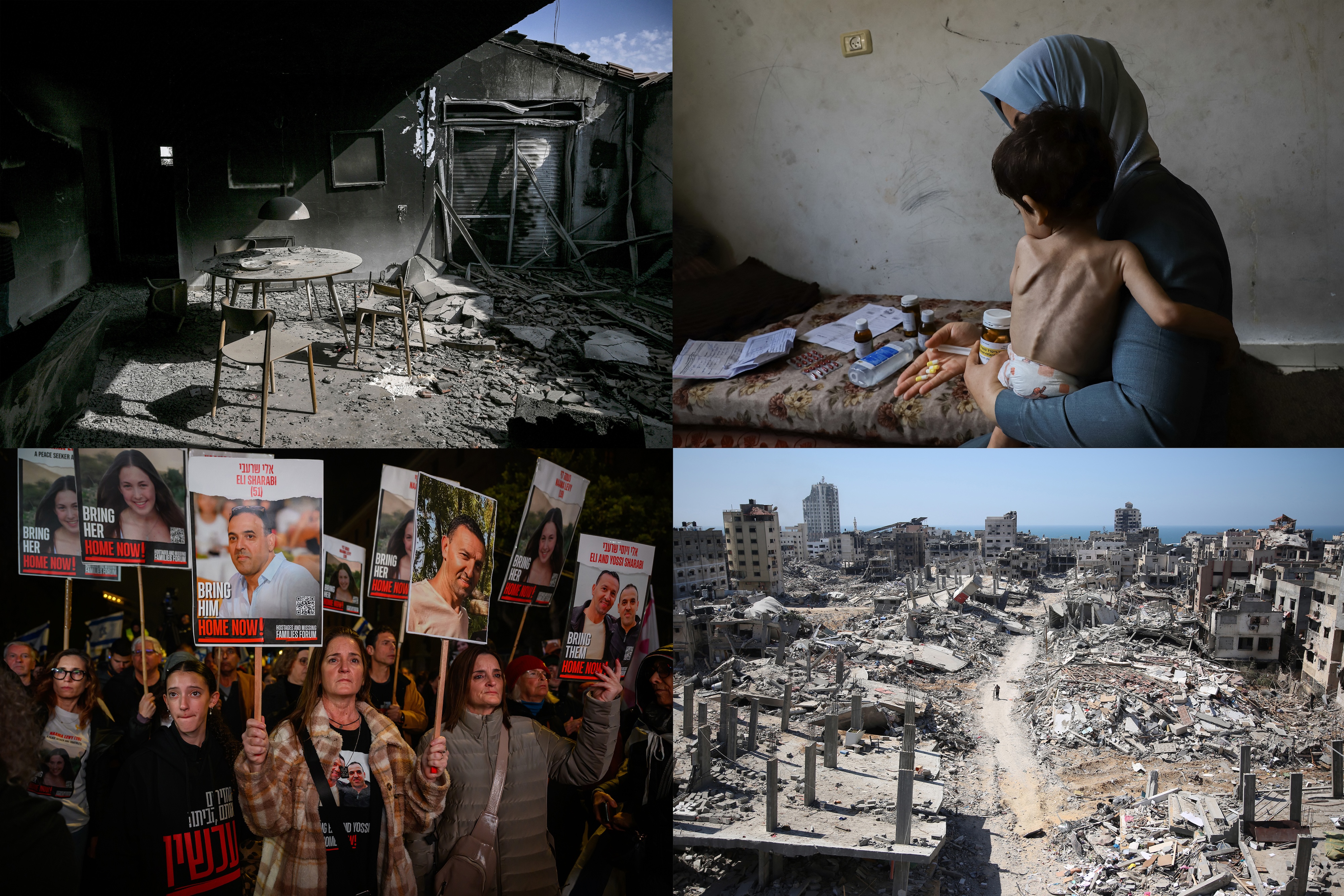 Quatre photos prises en Israël et à Gaza.