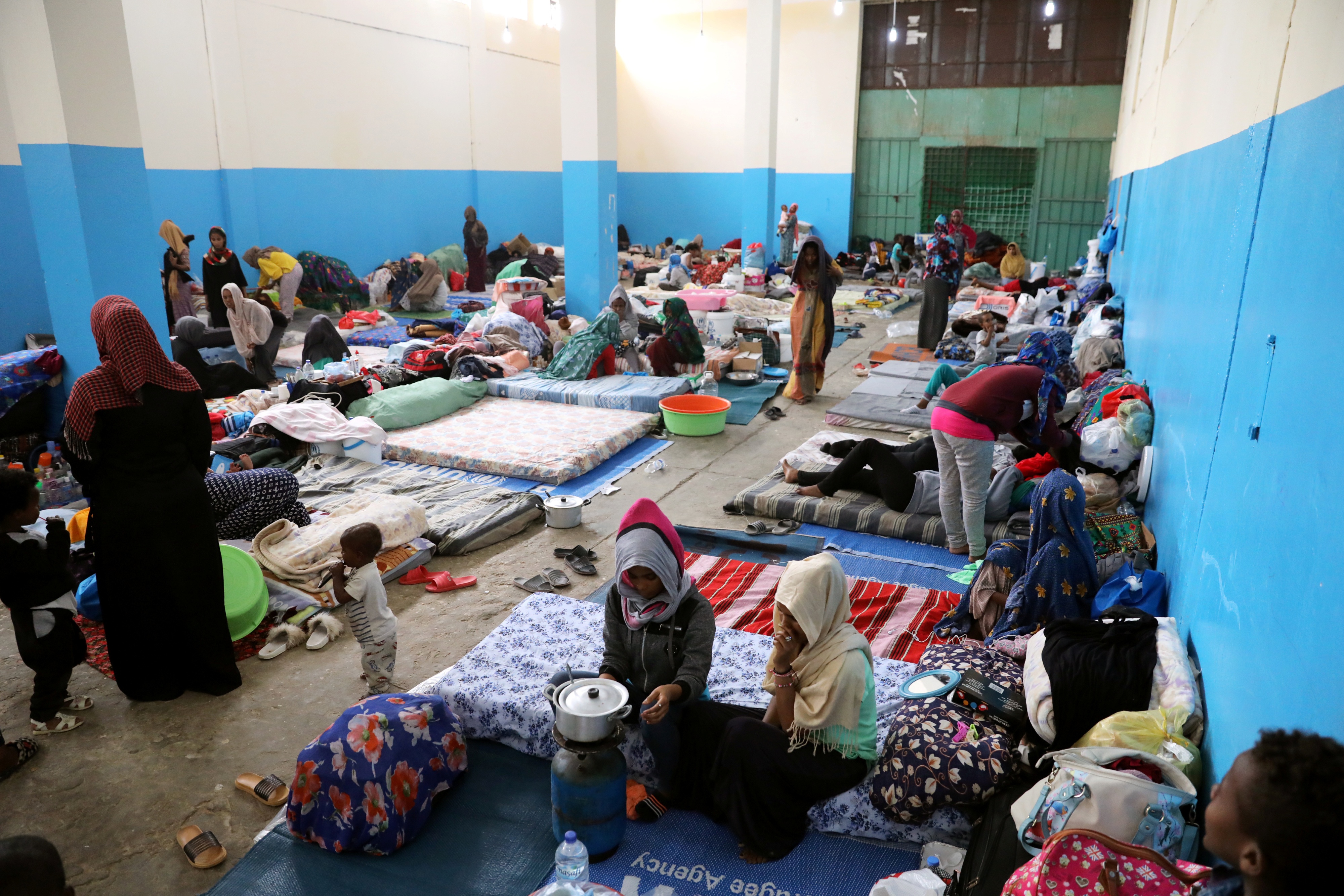 Women and children in al-Nasr detention center in Zawiya, Libya , April 26, 2019.