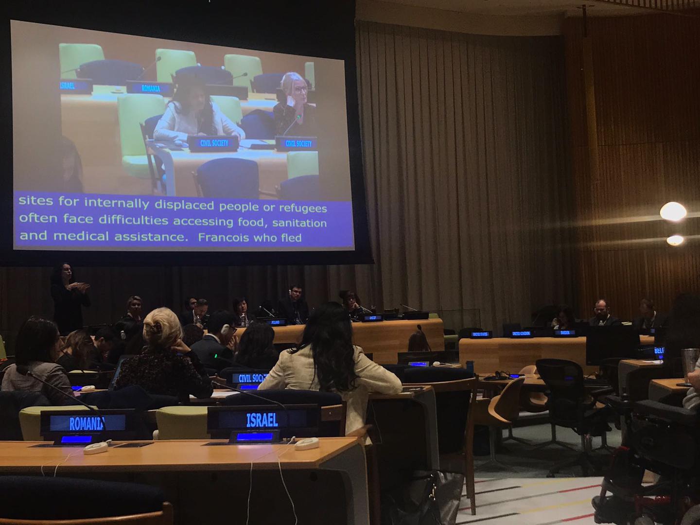 Shantha Rau Barriga, Director of Disability Rights, delivers a statement at the first-ever Security Council Arria formula meeting on persons with disabilities in armed conflict. 
