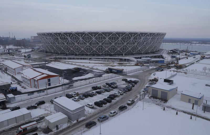 a general view shows volgograd arena the stadium under construction which will host matches of - fifa world cup 2018 ru!   ssia s host cities and host stadiums on instagram