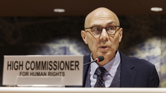United Nations High Commissioner for Human Rights Volker Türk speaks at the UN in Geneva, Switzerland, November 16, 2023.