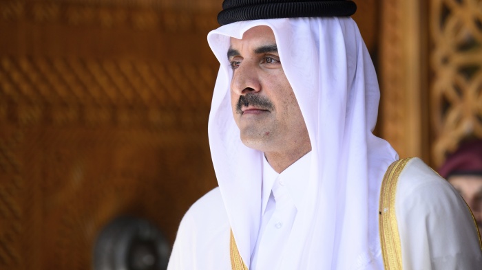 Sheikh Tamim bin Hamad Al Thani, emir of Qatar, in Doha, November 29, 2023. 