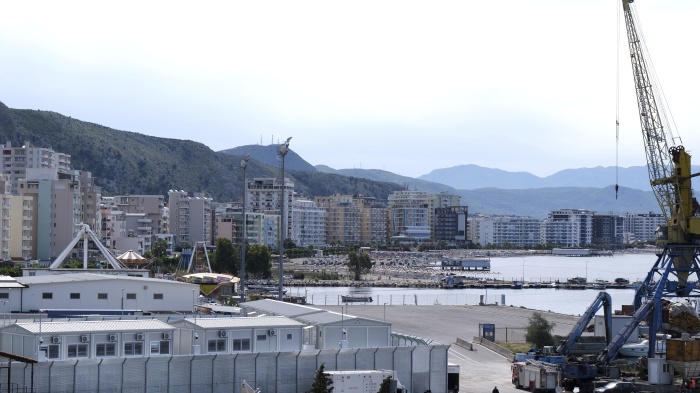 A migrant reception center at the port of Shenjin, northwestern Albania, June 5, 2024.