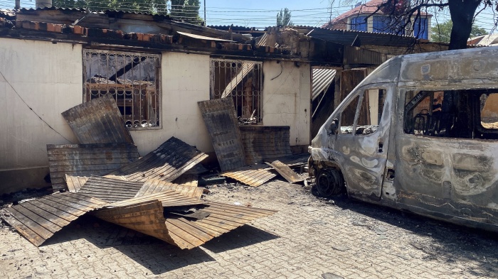 The aftermath of an armed militant attack in Makhachkala, Dagestan, in southern Russia, on June 23, 2024.