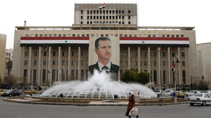 The central bank building in Syria's capital, Damascus, on February 28, 2012. 