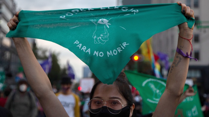 People protest in favor of access to abortion in Mexico, September 29, 2020.