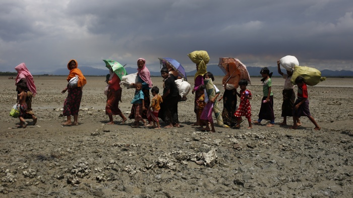 Rohingya refugees heading toward a camp at Teknaf, Bangladesh, September 13, 2017. 