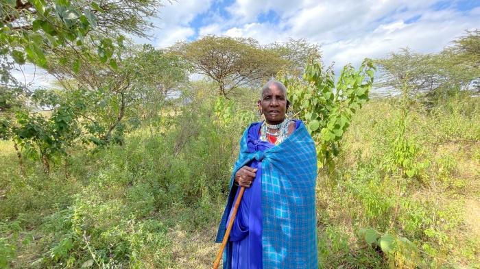 A Maasai woman standing near Endulen, Ngorongoro Conservation Area (NCA), Arusha region, Tanzania, on June 22, 2023. 