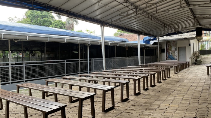 The parish of St. Joannes Baptista in Parung, near Jakarta, Indonesia, using tents for their services. It has not secured a church permit after applying for more than two decades.