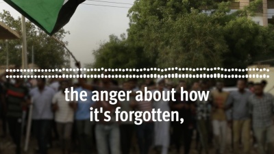 Screenshot of audiogram depicting protests in Sudan. 