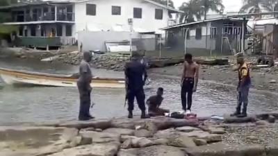 Video footage of a boy being beaten by police in Kimbe, Papua New Guinea.