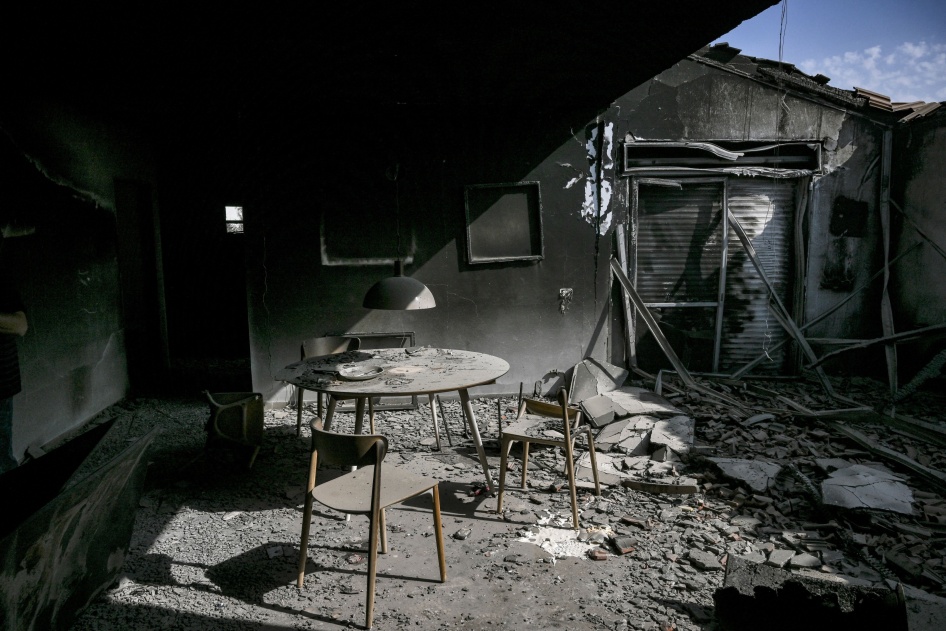 Les décombres d’une maison partiellement détruite le 7 octobre 2023 par des combattants du Hamas dans le kibboutz Be'eri, dans le sud d'Israël, photographiés le 5 novembre 2023.