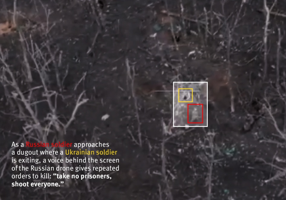 Image d’une vidéo filmée par un drone russe en Ukraine et diffusée sur Telegram le 5 février 2024. 