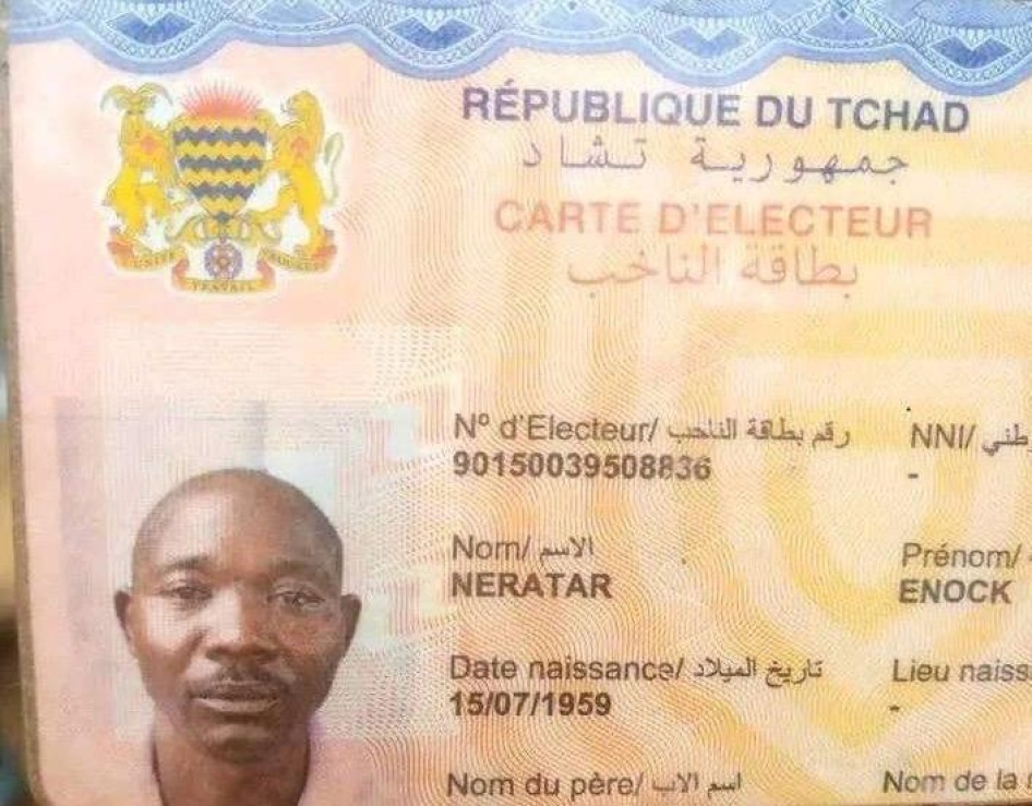 Identity card of Enock Neratar.
