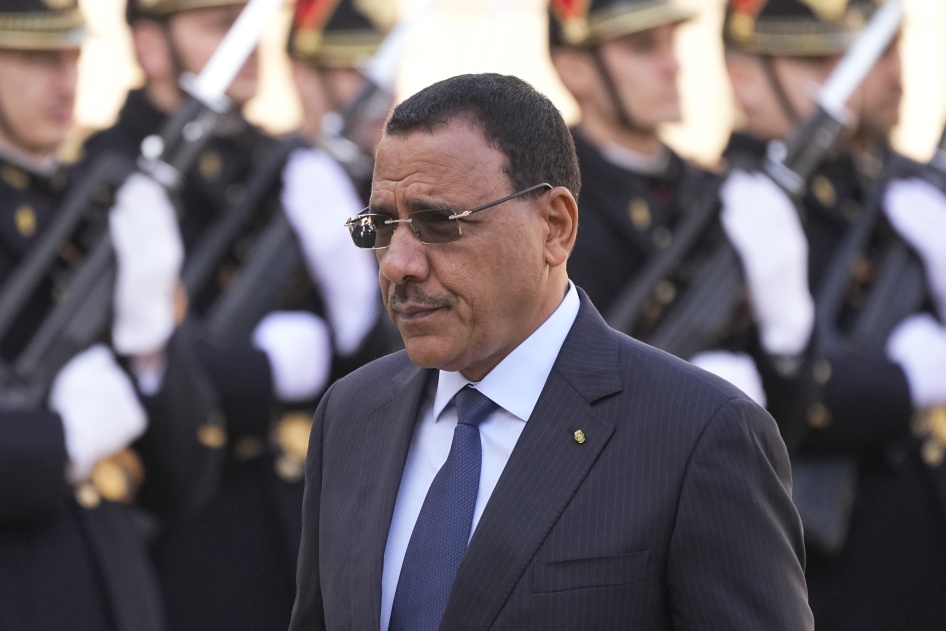Former Niger President Mohamed Bazoum at the Elysee Palace in Paris, February 16, 2023.