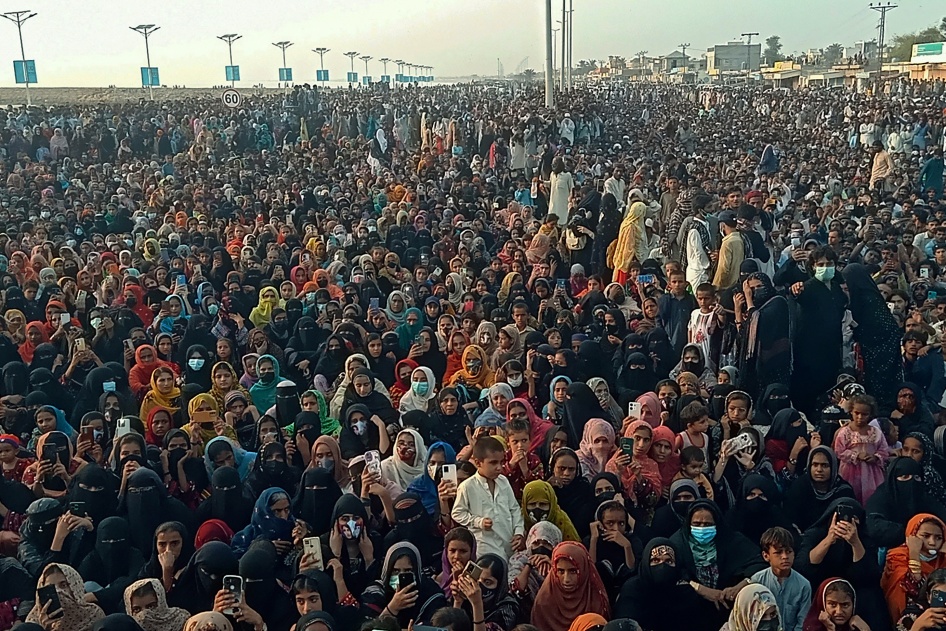 Members of the Baloch community demonstrate for greater rights in Gwadar, Balochistan province, Pakistan, July 28, 2024. 