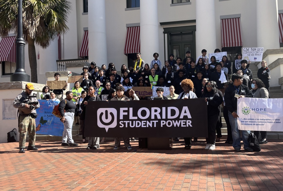 Florida Student Power Network brought high school students to the state legislature to advocate for policies that would advance racial justice, Tallahassee, Florida, February 20, 2024.