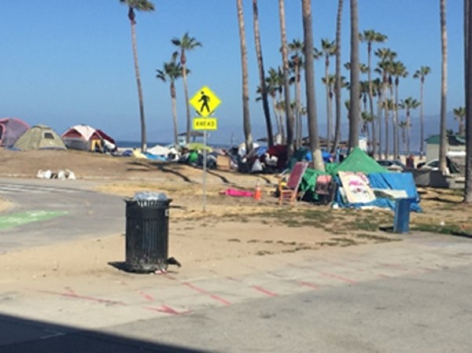 Tent encampment on a beach