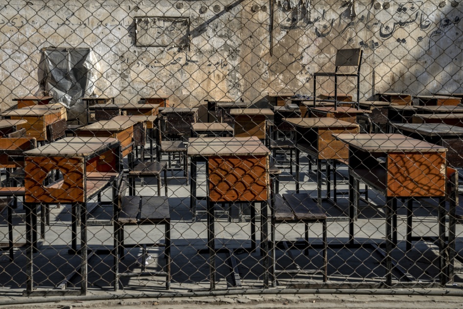  The benches of a school sit empty in Kabul, Afghanistan, December 22, 2022. 