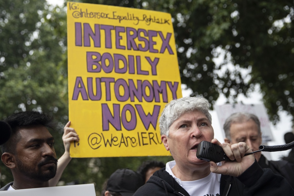 LGBT+ community-led march protests for intersex rights, London, United Kingdom, July 24, 2021.