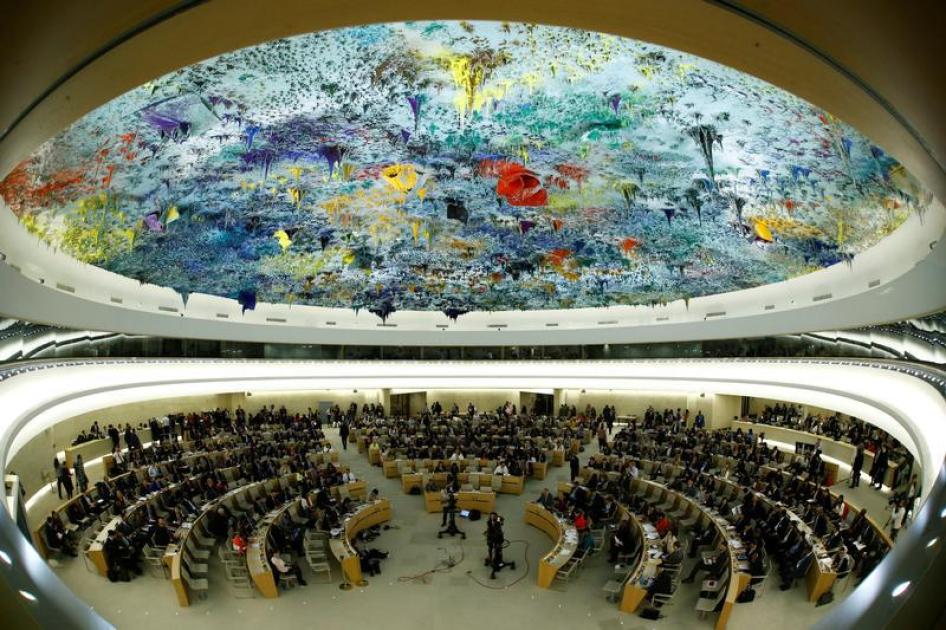 ​Vue du Conseil des droits de l'homme de l'ONU à Genève, en Suisse, le 6 juin 2017.