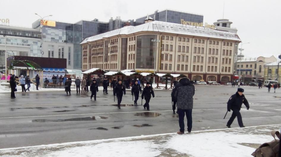 Место проведения несанкционированного мирного митинга в Туле в рамках общероссийской акции «Забастовка избирателей» 28 января 2018 г.