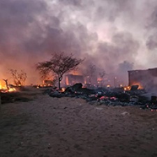 Fire and smoke overtake buildings in Sudan. 