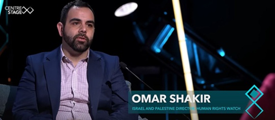 Omar Shakir takes part in interview. 