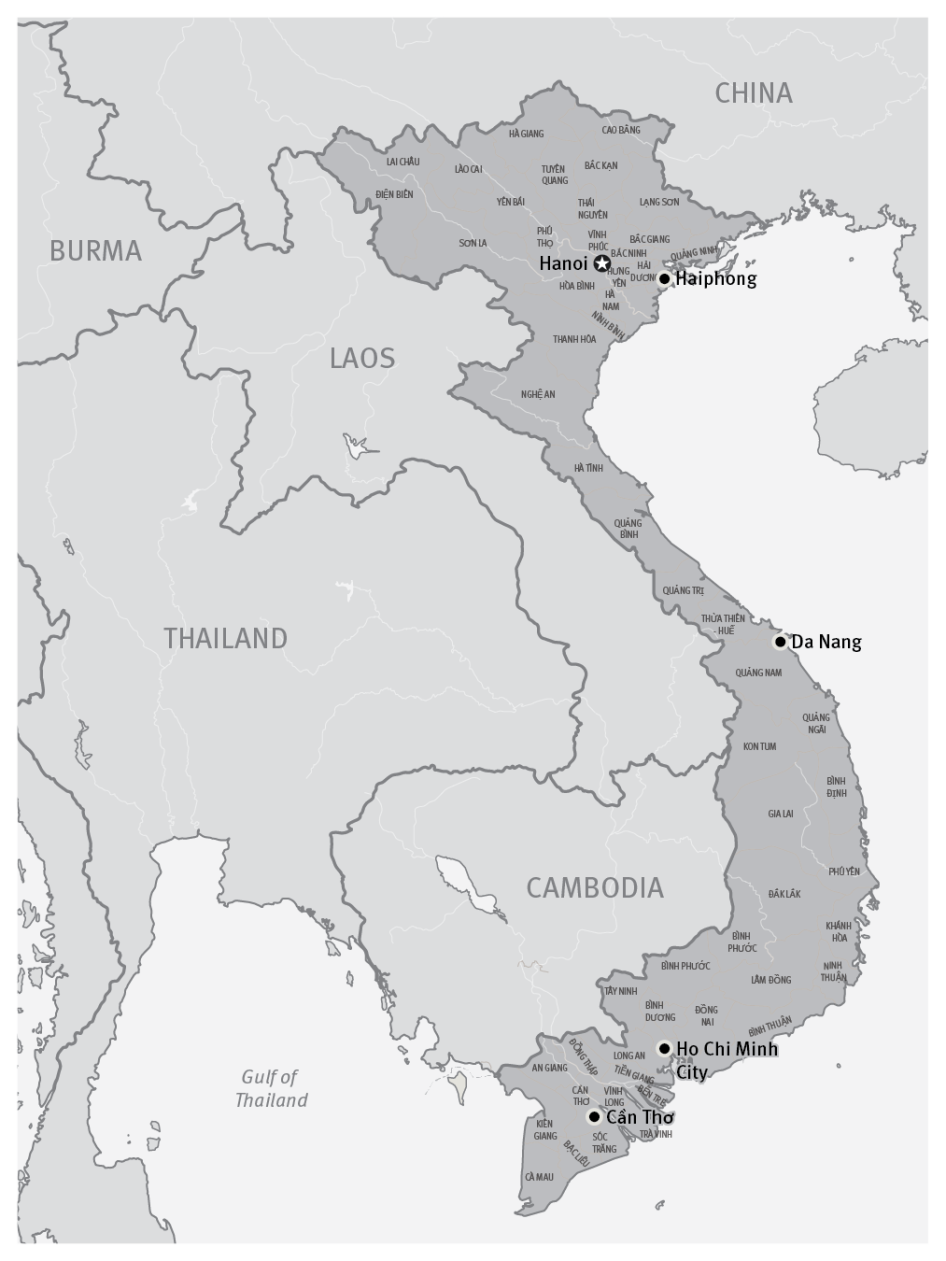 Вьетнам карта с городами