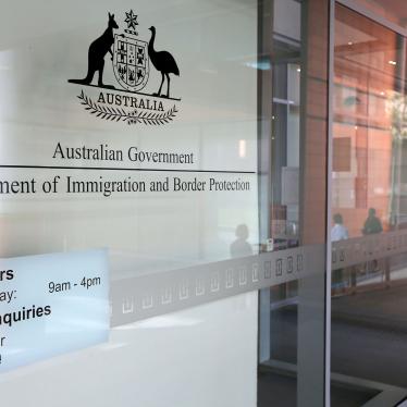 A man leaves the Department of Immigration and Border Protection offices in Sydney, Thursday, April 20, 2017.  