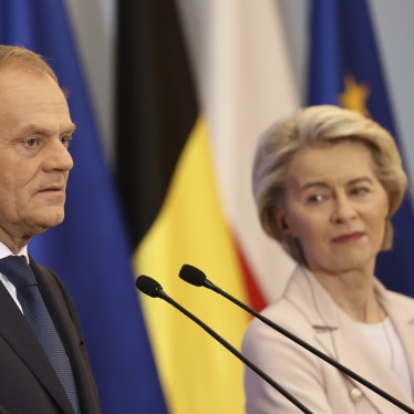 Prime Minister of Poland Donald Tusk and President of the European Commission Ursula von der Leyen during press conference after their meeting in Warsaw, Poland, February 23, 2024.