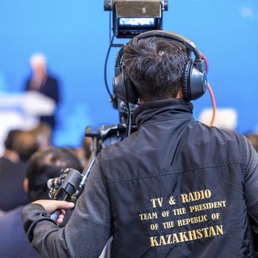A cameraman from the "TV & Radio Team of the President of the Republic of Kazakhstan" films during the German-Kazakh Economic Forum, Astana, Kazakhstan, June 20, 2023.