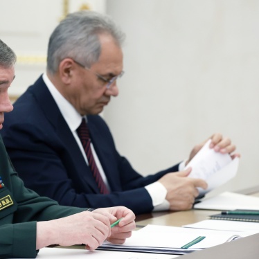 Former Russian Defense Minister Sergei Shoigu, right, and Russian Chief of General Staff Gen. Valery Gerasimov attend a meeting of Russian President Vladimir Putin with commanders of military districts at the Kremlin in Moscow, Russia, May 15, 2024. 