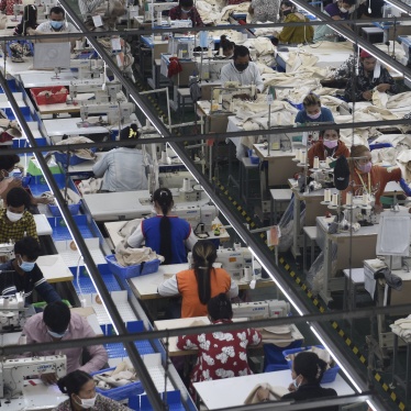 Garment workers at a factory in Phnom Penh, Cambodia, December 17, 2021.