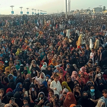 Members of the Baloch community demonstrate for greater rights in Gwadar, Balochistan province, Pakistan, July 28, 2024. 