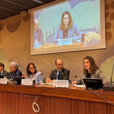 Sarah Saadoun speaks at a side event to the HRC 56th Session. 