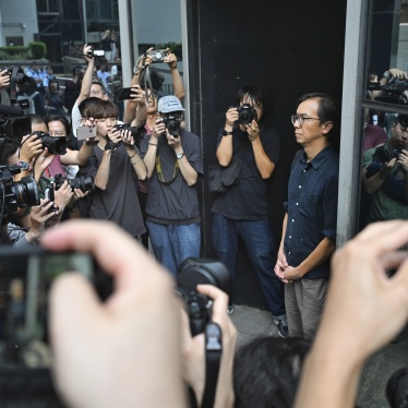 Chung Pui-kuen, the former chief editor of Hong Kong's now-shuttered Stand News, is released on bail after being found guilty in a politically motivated sedition trial, in Hong Kong, August 29, 2024.