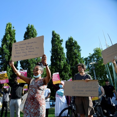 People attend a rally to commemorate Windrush Day, a celebration of the contribution of the Windrush generation in Windrush Square, London, Britain June 22, 2020. 